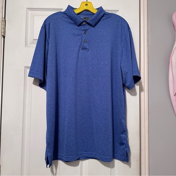 PGA Tour Blue Check Men’s Golf Polo Shirt Size Large - Picture 4 of 6